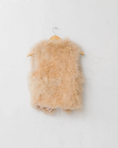 Salmon pink ostrich feather vest