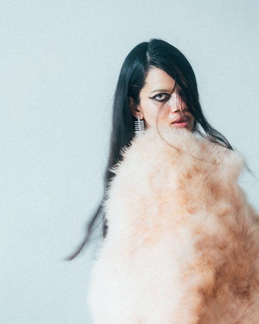 Salmon pink ostrich feather vest