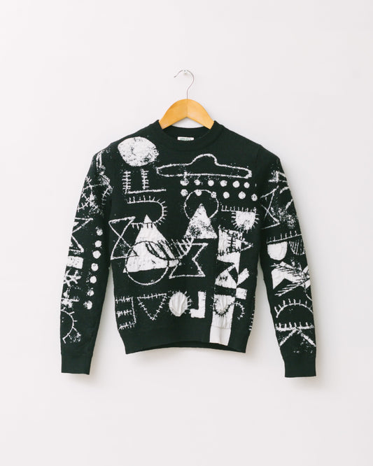 Scribble ufo tubular jacquard sweater