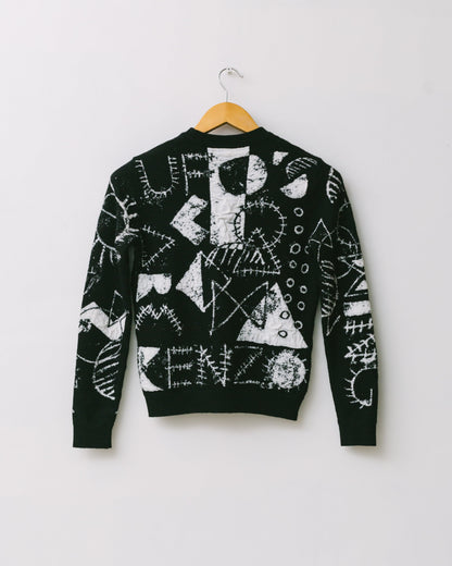 Scribble ufo tubular jacquard sweater
