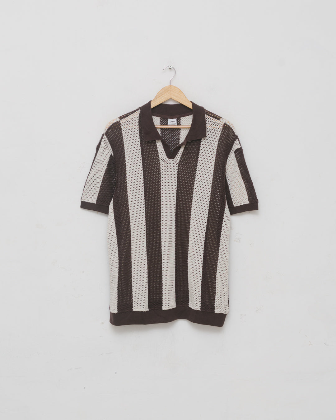 Striped knit polo tshirt