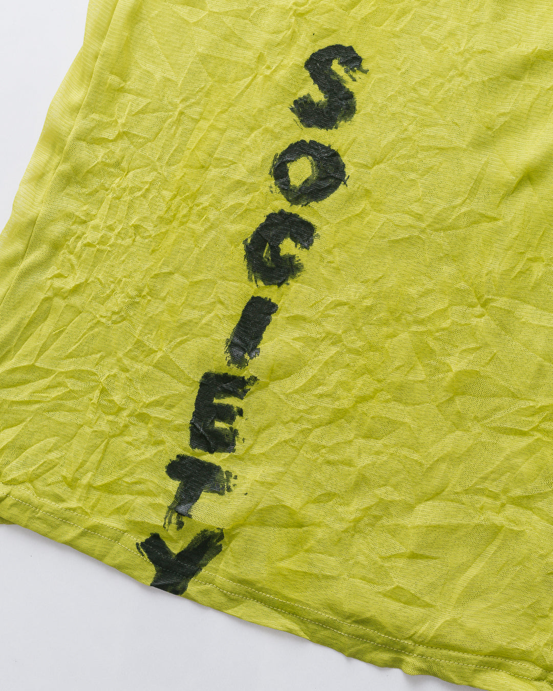 Upcycled ‘Fuck Society’ Chartreuse Mini Dress