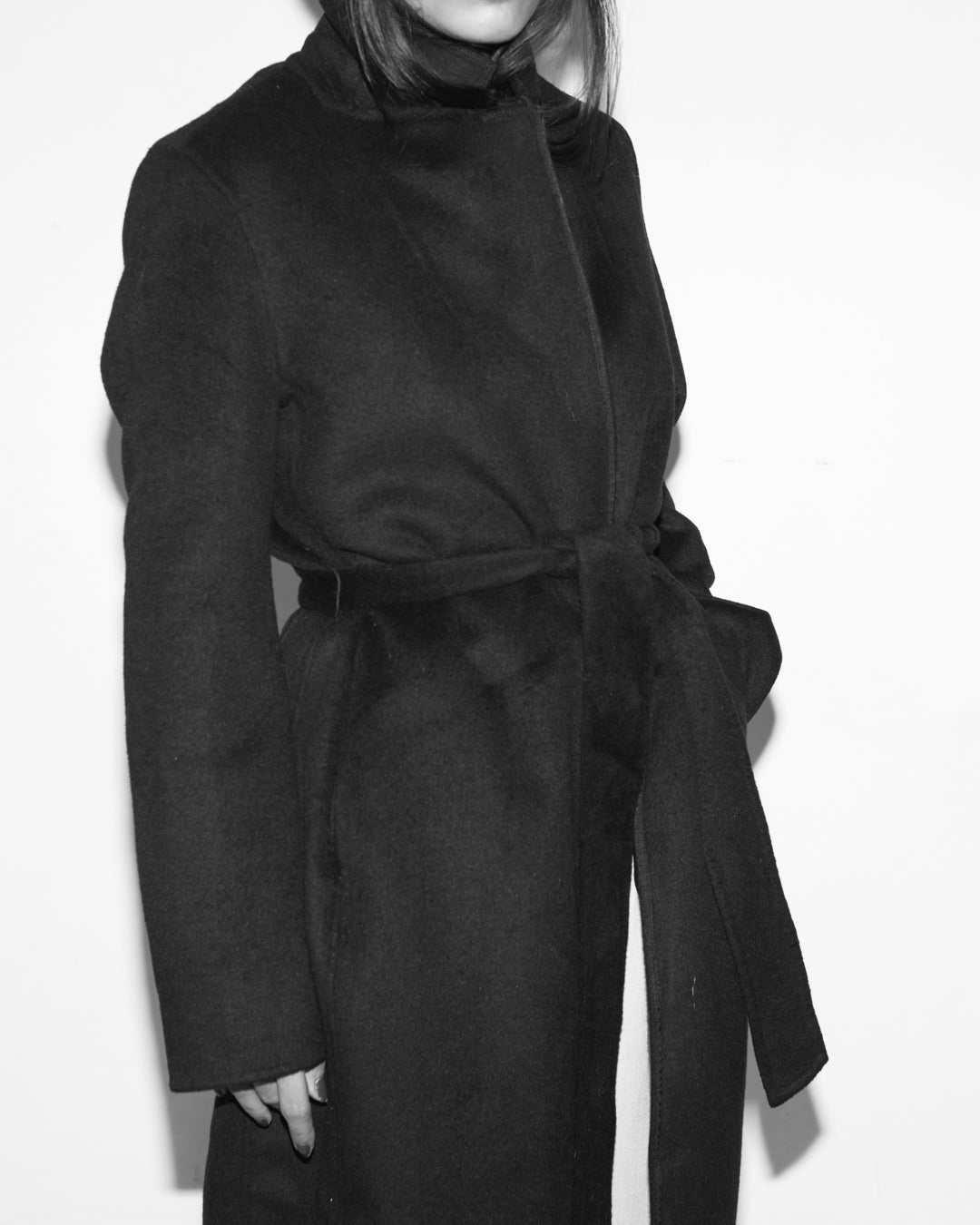 Vera Wang Minimalist Belted Wool Coat