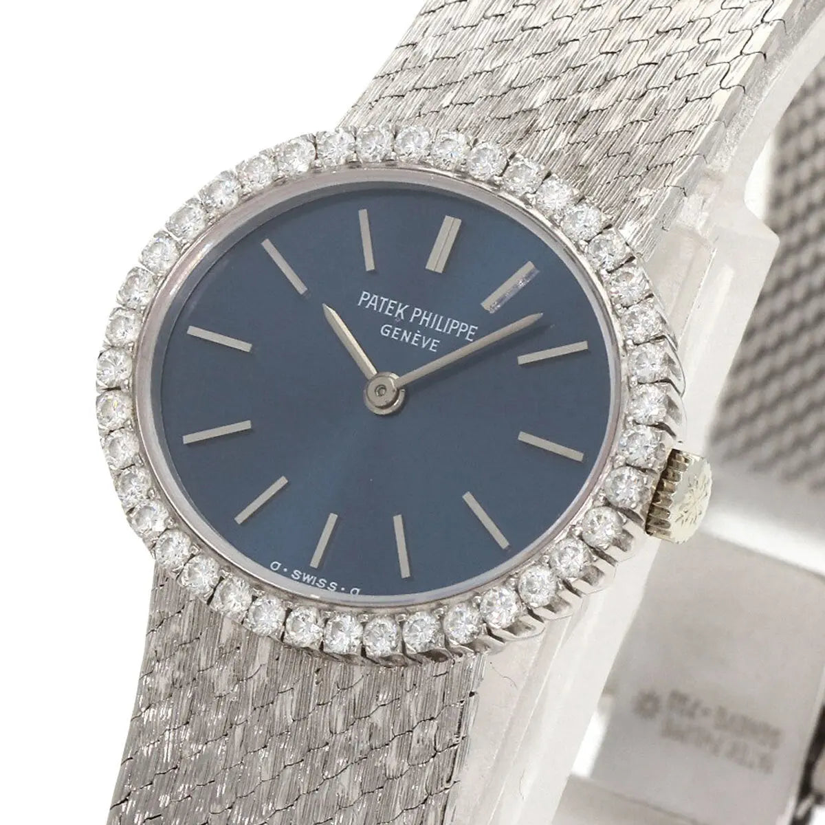 Patek philippe vintage 18k white gold ellipse lady diamond