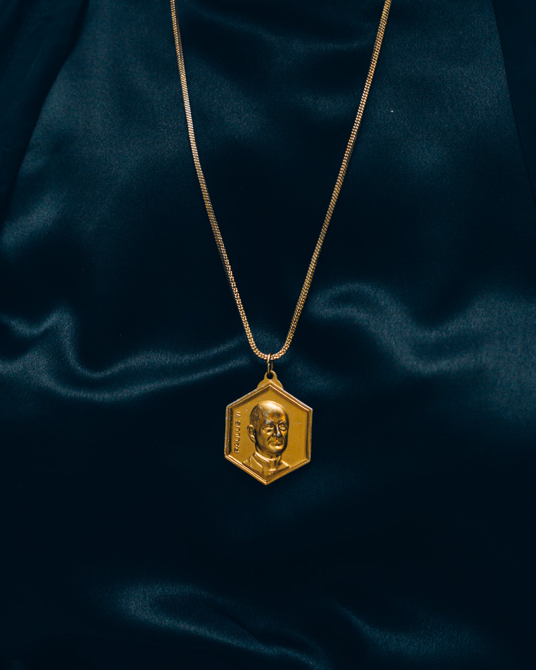 Vintage Brushed Gold Medallion Necklace