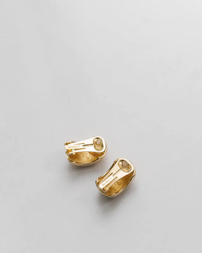 Vintage Christian Dior Gold Ridge Clip On Earrings