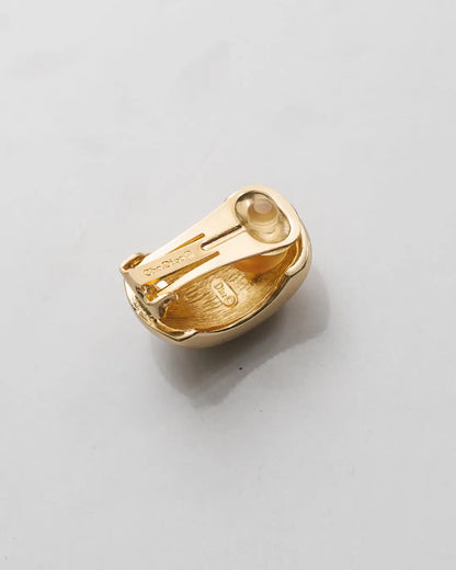 Vintage Christian Dior Gold Ridge Clip On Earrings