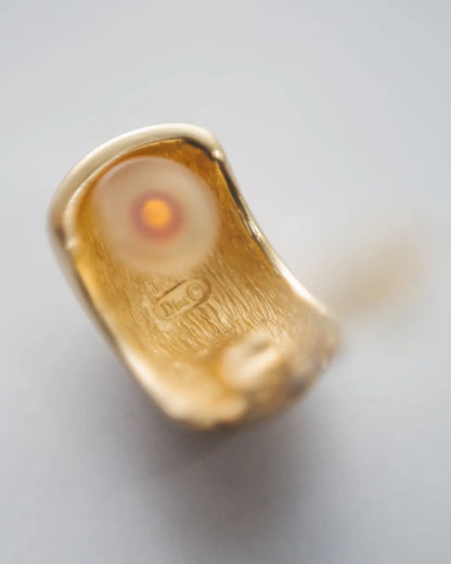 Vintage Christian Dior Gold Ridge Clip On Earrings