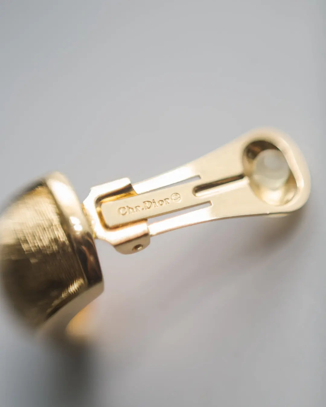 Vintage Christian Dior Gold Ridge Clip On Earrings