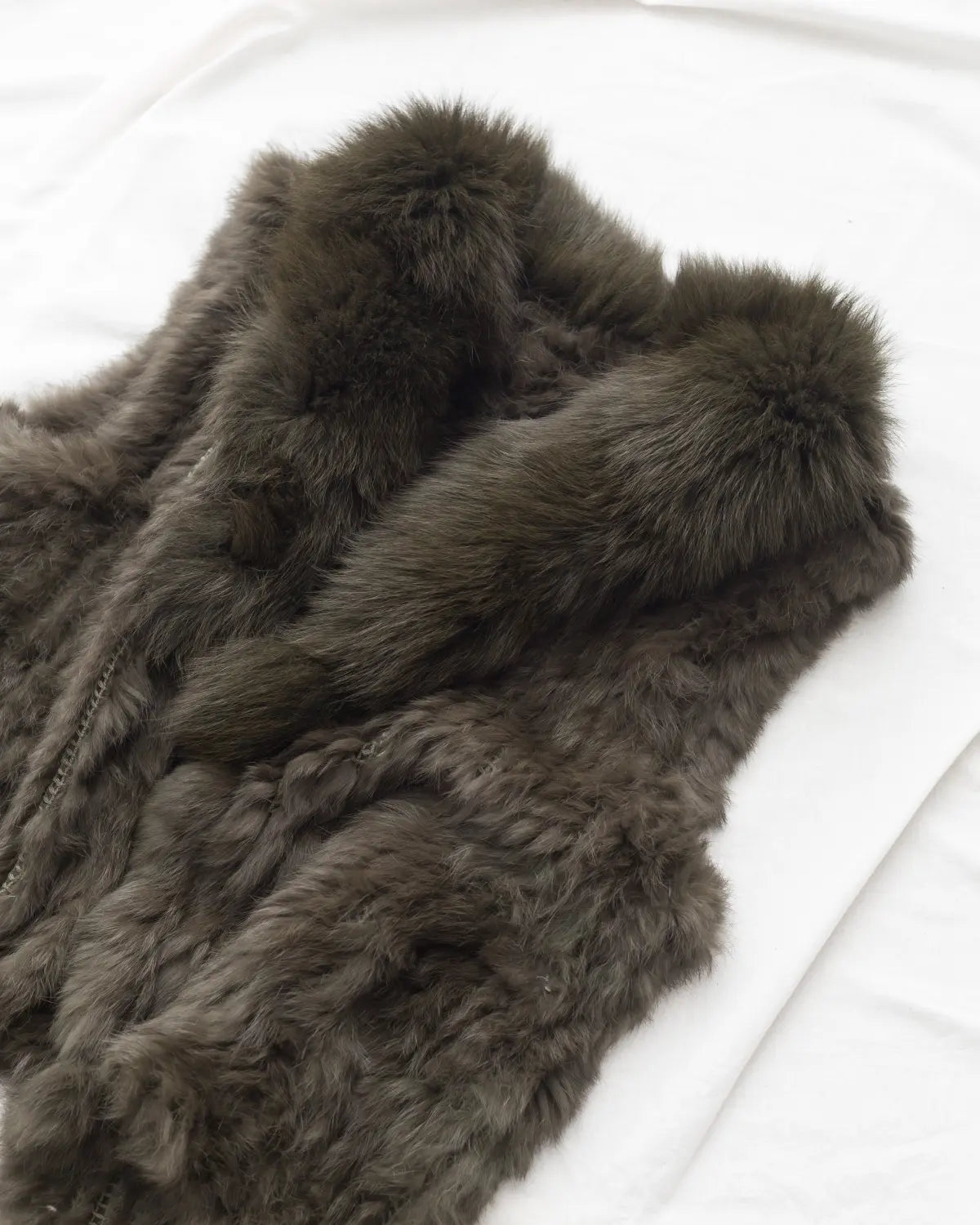 Aimée vintage rabbit & fox fur vest