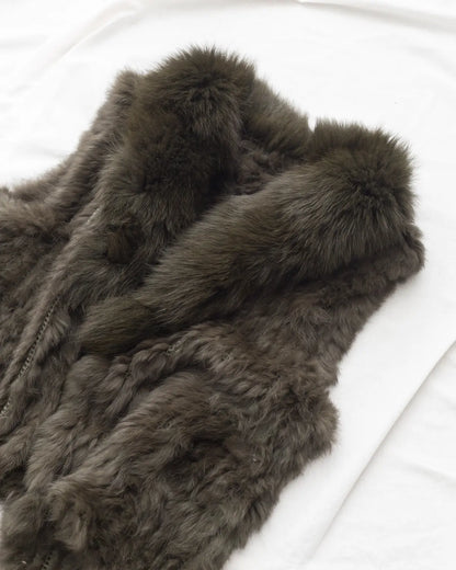 Aimée vintage rabbit & fox fur vest