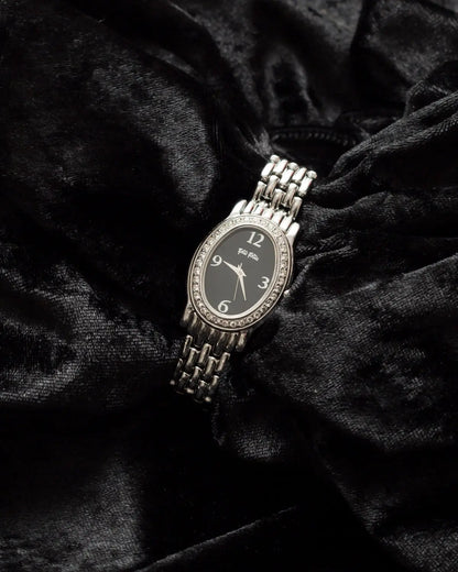 Quartz vintage rhinestone embedded follie folliewatch