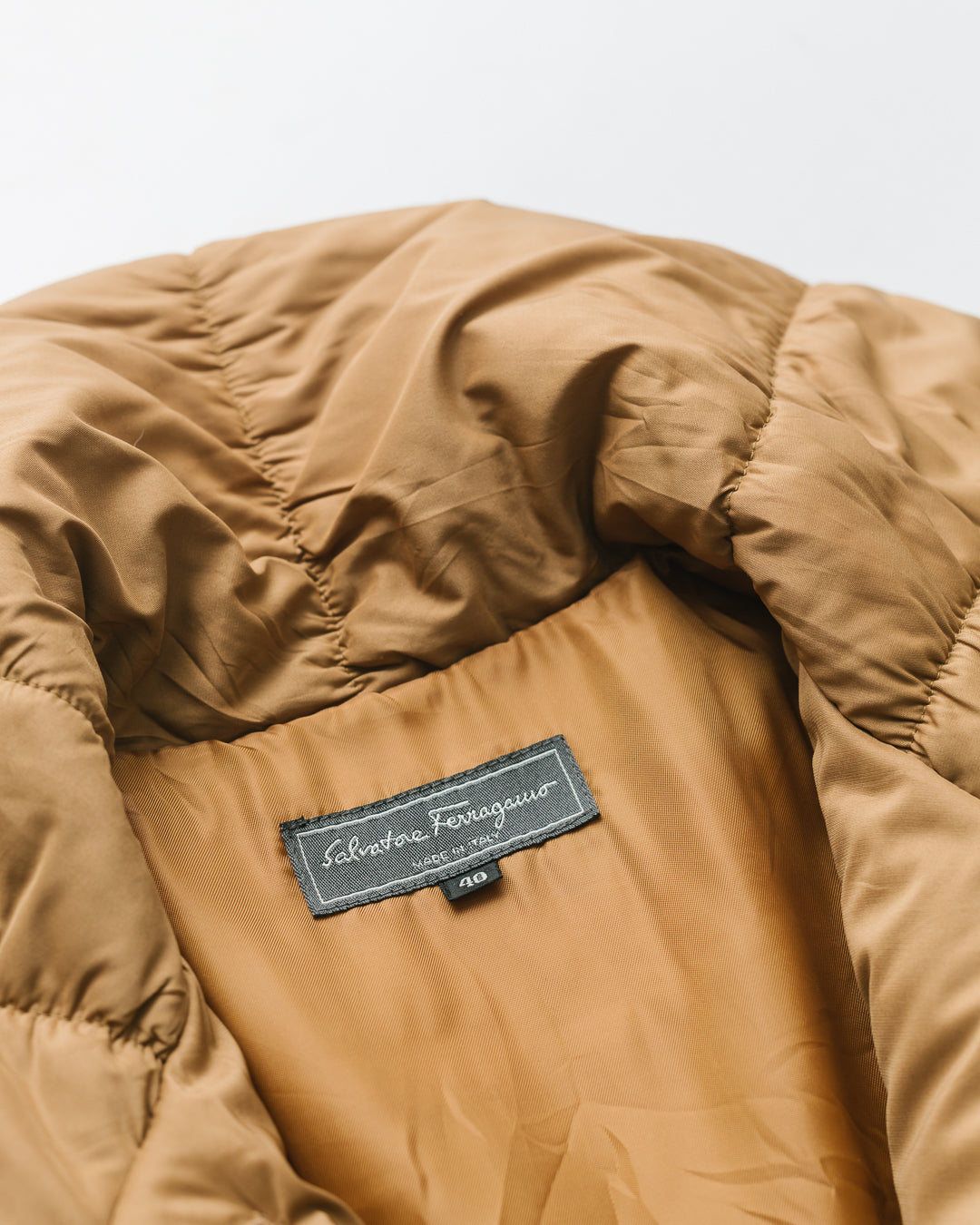 Salvatore Ferragamo Sand Quilted Puffer