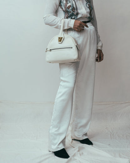 Vintage turnlock calfskin bag in ivory