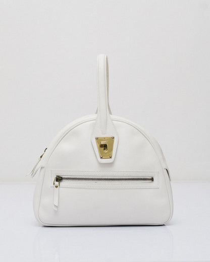 Vintage turnlock calfskin in ivory white