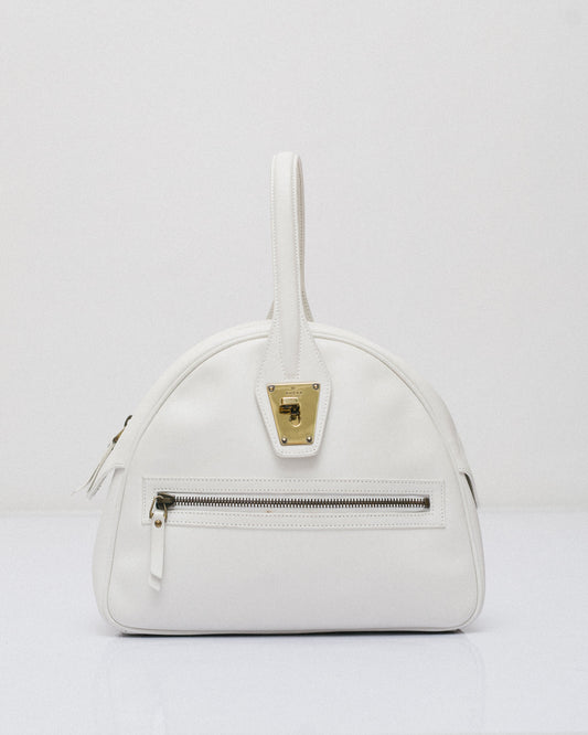 Vintage turnlock calfskin in ivory white