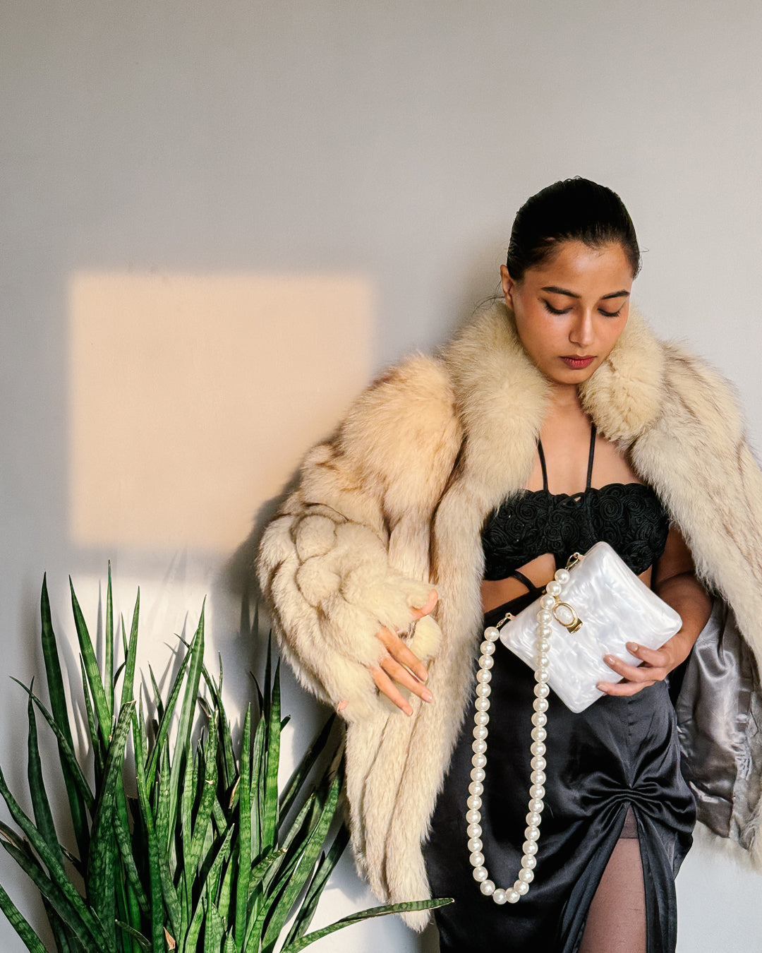 Vintage white fox fur jacket