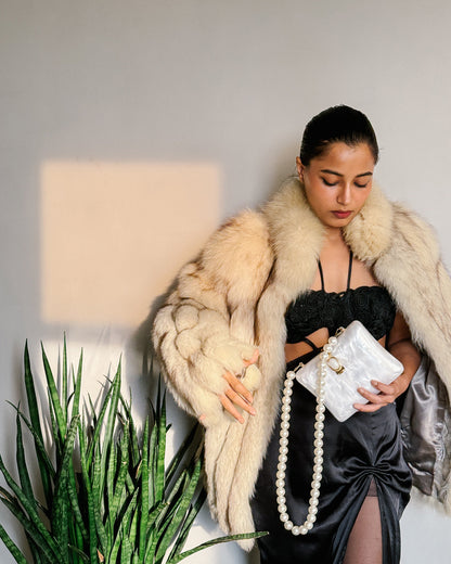 Vintage white fox fur jacket