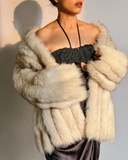 Vintage white fox fur jacket