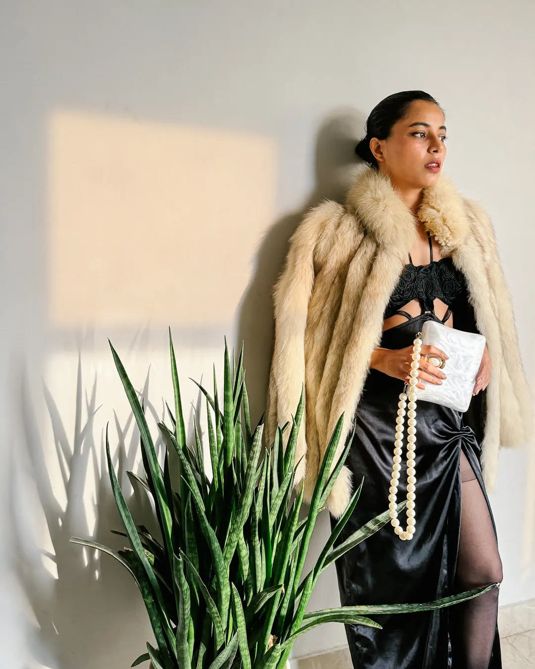 Vintage white fox fur jacket