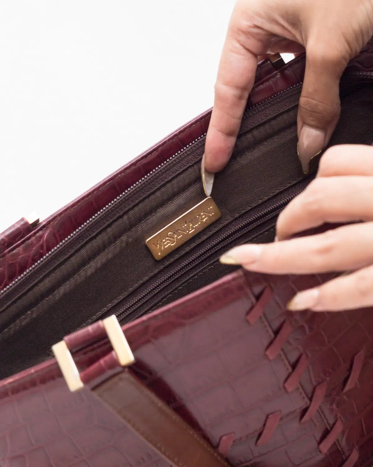 Yves saint laurent vintage ysl croc embossed handbag