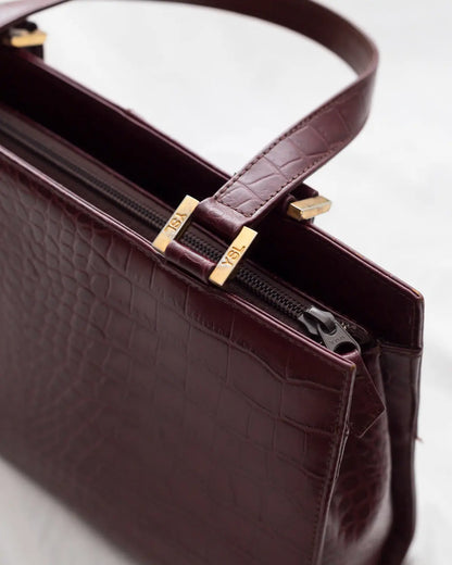 Yves saint laurent vintage ysl croc embossed handbag