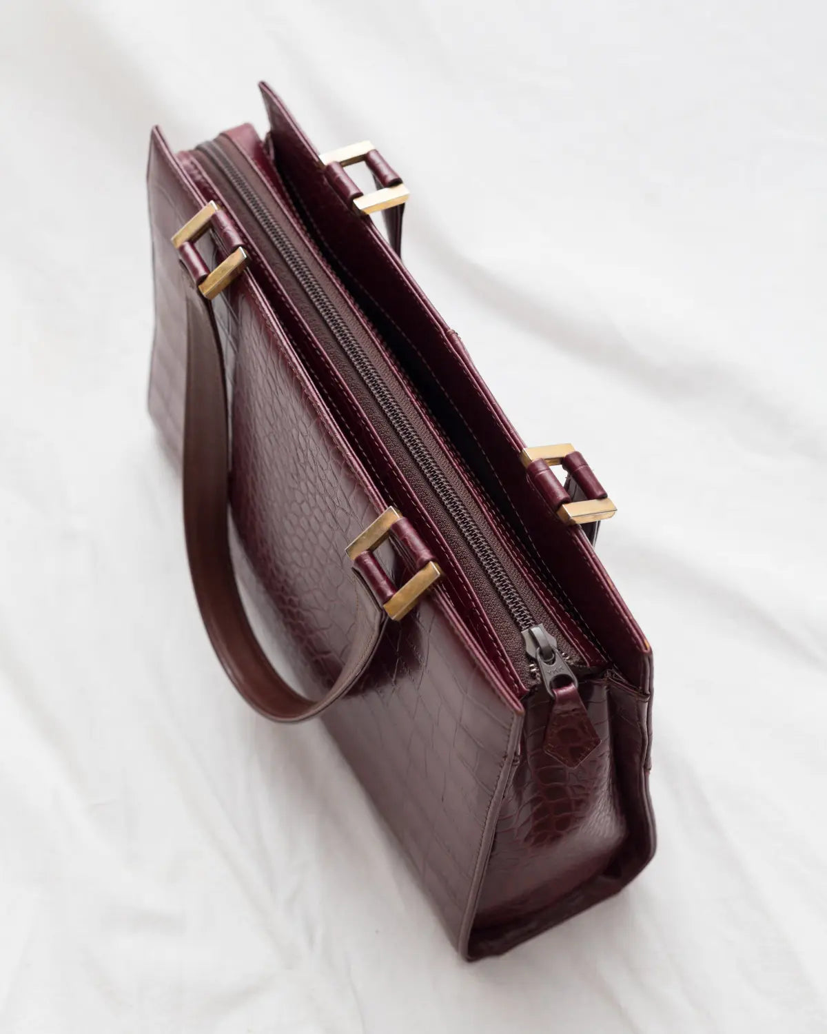 Yves saint laurent vintage ysl croc embossed handbag