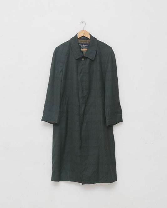 Yves Saint Laurent Check Long Line Coat